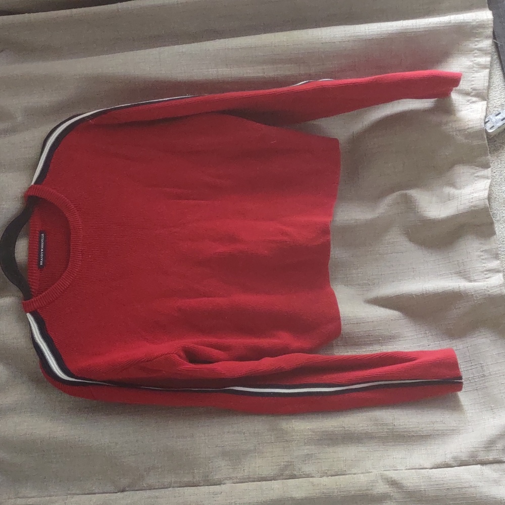 Brandy Melville Red Top w Black and White Stripes